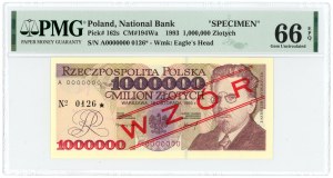 1 000 000 zlotých 1993 - Série A 0000000 - MODEL č. 0126* - PMG 66 EPQ