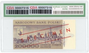 200.000 złotych 1989 - seria A 0000000 WZÓR / SPECIMEN No 0392* - GDA 66 EPQ