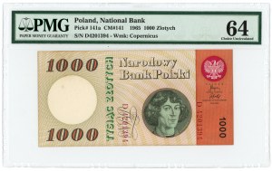 1.000 złotych 1965 - seria D - PMG 64