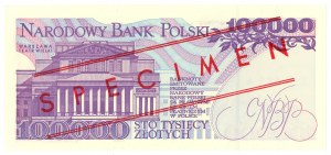 100,000 zloty 1993 - Series A 0000000 - MODEL / SPECIMEN No.0965*.