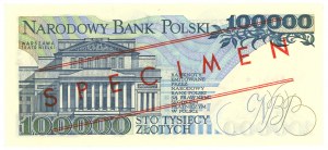 100.000 Zloty 1990 - Serie A 0000000 - MODELL / SPECIMEN Nr.0641*.