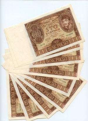 100 oro 1934 - ser. C.B. - set di 10 banconote