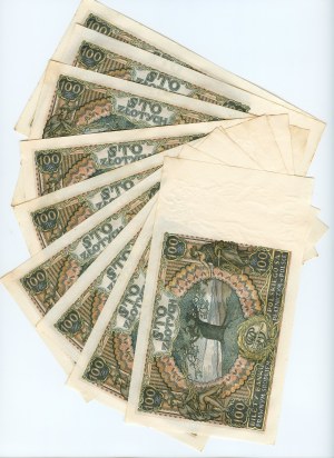 100 gold 1934 - ser. C.B. - set of 10 banknotes