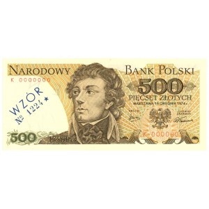 500 złotych 1974 - seria K 0000000 - No.1224* - WZÓR / SPECIMEN