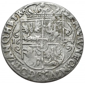 Sigismund III Vasa, ort 1624, Bydgoszcz, PRVM+, offenes Sas-Wappen