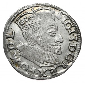 Sigismund III Vasa, trojak 1592, Poznań, wide face of the king, date to the right