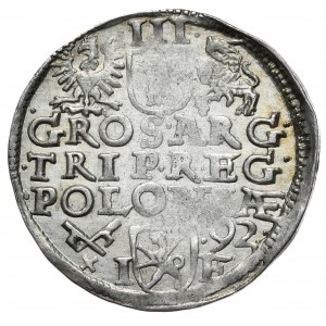 Sigismund III Vasa, trojak 1592, Poznań, wide face of the king, date to the right