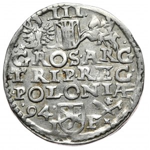 Žigmund III Vaza, trojak 1594, Poznaň, dlhé fúzy