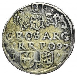 Zygmunt III Waza, Trojak 1597, Lublin - monogram w tarczy - Rzadki