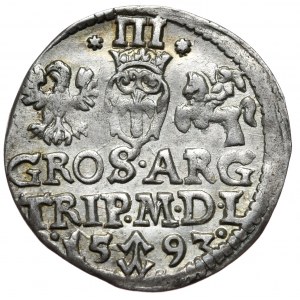 Sigismund III Vasa, trojak 1593, Vilnius, date at bottom