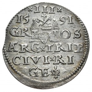 Sigismond III Vasa, trojak 1591, Riga, grande tête