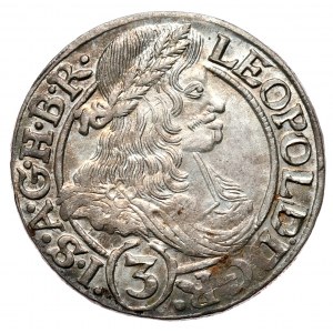 Sliezsko, Leopold I, 3 krajcary 1666 SHS, Wrocław