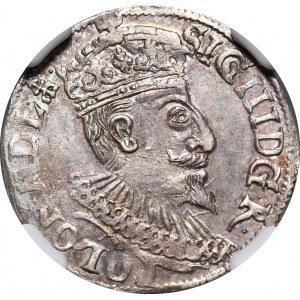 Žigmund III Vaza, trojak 1595, Olkusz, značka mincovne končí legendou