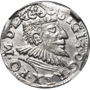 Zygmunt III Waza, trojak 1593, Poznań, wydłużona twarz króla