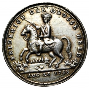Niemcy, Prusy, odlew medalu Fryderyka II z 1758 roku.