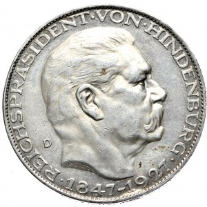 Niemcy, Republika Weimarska, Niemcy, medal wybity z okazji 80. urodzin Paula von Hindenburga, 1927 D, Monachium