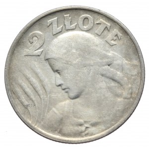 Second Republic, 2 zloty 1924, Woman and ears, Philadelphia, reverse side
