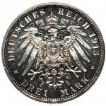 Germany, Prussia, Wilhelm II, 3 marks 1913 A, Berlin, mirror stamp