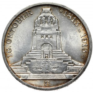Niemcy, Saksonia, 3 marki 1913 E, 100. rocznica bitwy pod Lipskiem