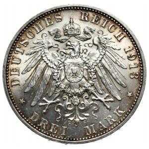 Niemcy, Saksonia, 3 marki 1913 E, 100. rocznica bitwy pod Lipskiem