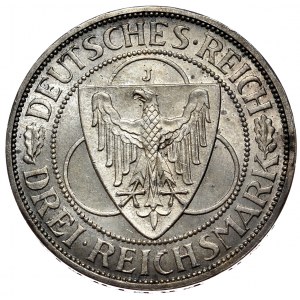 Niemcy, Republika Weimarska, 3 marki 1930 J, Hamburg - Odzyskanie Nadrenii