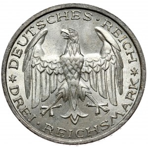 Germany, Weimar Republic, 3 marks 1927 A, 400 years of the University of Marburg