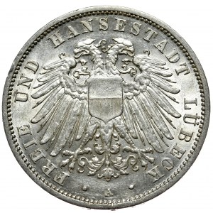 Germany, Lübeck 3 mark 1909 A