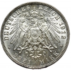 Nemecko, Bavorsko, Otto, 3 marky Mníchov 1912 D