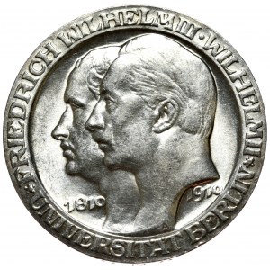 Germany, Prussia 3 marks 1910 A, Berlin, 100th anniversary of the University of Berlin