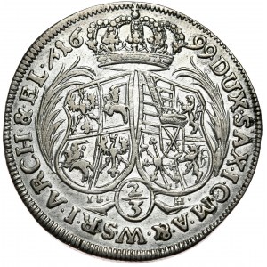 August II Mocny, 2/3 talara (gulden) 1699 ILH, Drezno