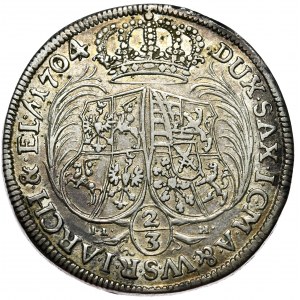 Auguste II le Fort, 2/3 thaler (florin) 1704 ILH, Dresde, de la 28e vente aux enchères WCN