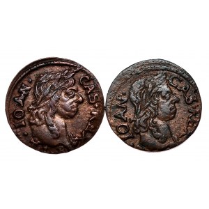 Jan II Kazimierz, 2 sztuki szelągów miedzianych (boratynek) 1661