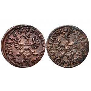 Jan II Kazimierz, 2 sztuki szelągów miedzianych (boratynek) 1661