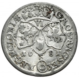 Jan III Sobieski, szóstak 1681, Kraków, popiersie w zbroi