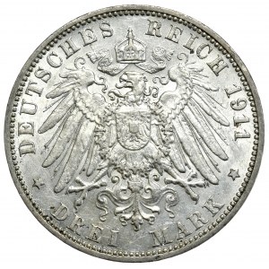 Niemcy, 3 marki 1911 J, Hamburg