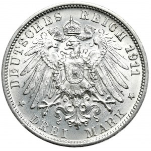 Niemcy, Wirtembergia, 3 marki 1911 F, Stuttgart