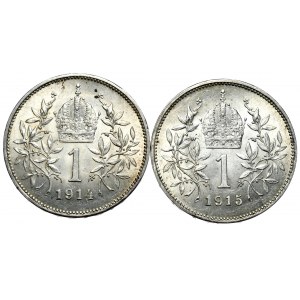 Austria, 2 x 1 korona 1914 i 1915