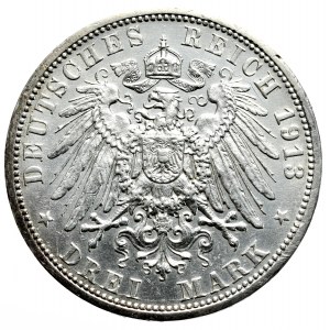 Niemcy, Prusy, Wilhelm II, 3 marki 1913 A, Berlin