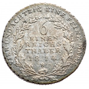 Niemcy, Prusy, Fryderyk Wilhelm III, 1/6 talara 1814, B, Wrocław