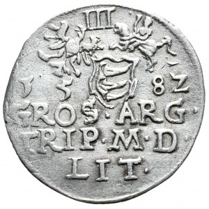 Stefan Batory, trojak 1582, Wilno, konćówki legend LIT/LIT. Rzadkość