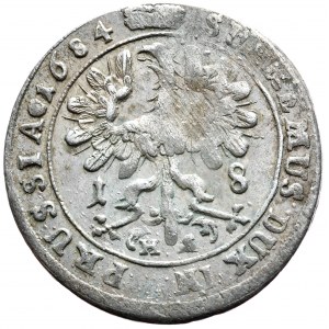 Prusy (księstwo), Fryderyk Wilhelm, ort 1684 HS, Królewiec, P.E L., GR pod popiersiem