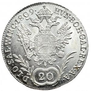 Austria, Franciszek I, 20 krajcarów 1809 C, Praga