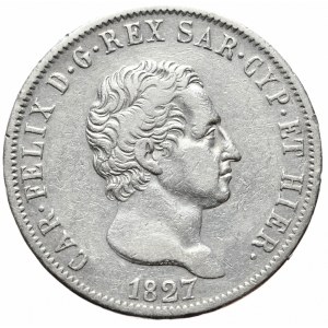 Sardynia, 5 lirów P, 1827