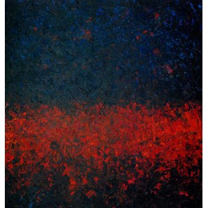 Iwona Gabryś, Kompozice v tmavě modré a červené barvě č. 128, 2023