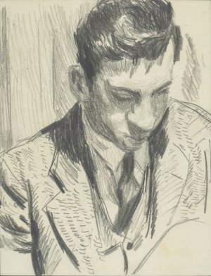 Stanisław KAMOCKI (1875-1944), Popiersie młodego mężczyzny z pochyloną głową (nad książką?)