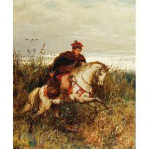 Ludwik GĘDŁEK (1847-1904), Messenger - Krakus rushing on horseback