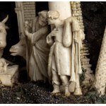 Andrea Tipa (workshop of): An Italian carved ivory, bone and tortoiseshell Nativity scene