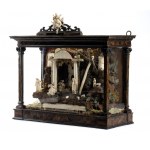 Andrea Tipa (workshop of): An Italian carved ivory, bone and tortoiseshell Nativity scene