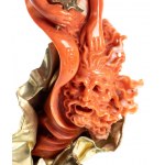 Carlo Parlati: A pair of coral, 18k gold and malachite sculptures
