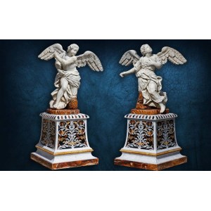 Rare pair of marble winged Putti